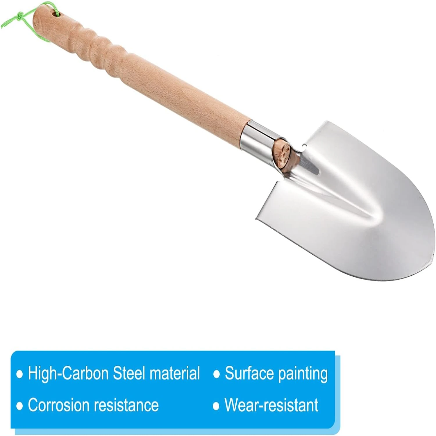 Pelle à vecà pointe ronde en acier inoxydable, efficace, robuste et confortable, manche en bois, un outil de jardin essentiel pour