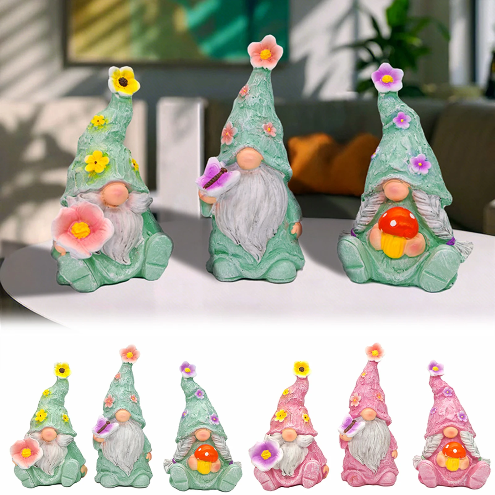 Mini Funny Garden Gnomes Figurines 3pcs Fairy Garden Accessories Whimsical Resin Gnome Garden Statue Set Patios Ornaments