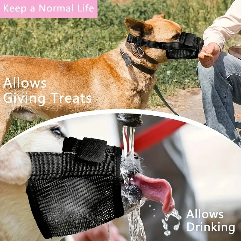 Atmungsaktiver Hundemaulkorb Anti-Biss Anti-Bell Anti-Fressversuch-Mesh-Maulkorb Ermöglicht Wassertrinken Haustierzubehör für Kleine und Große Hunde – Detail 4