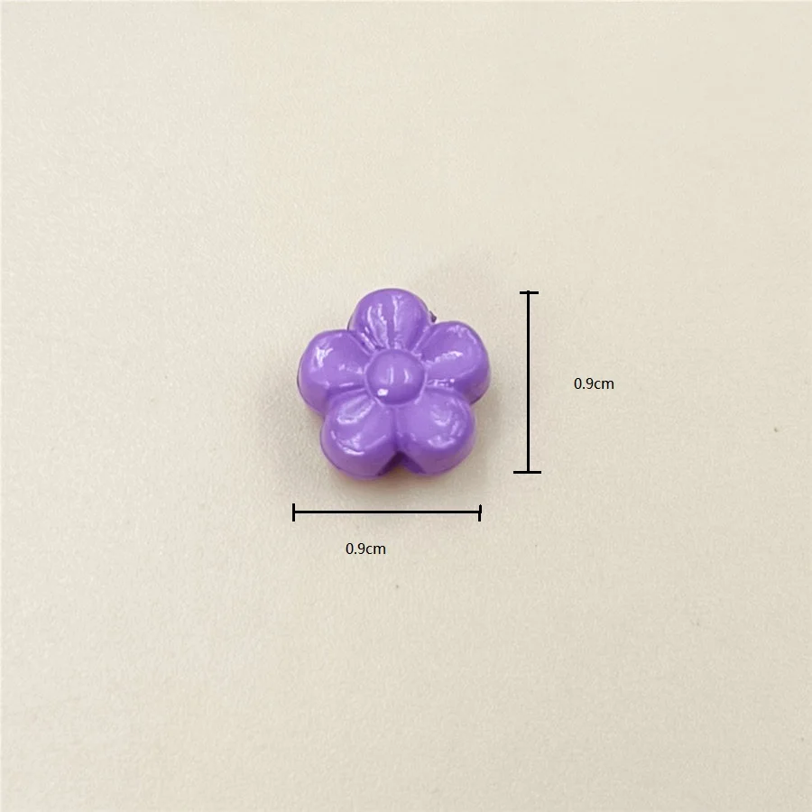 50Pcs 9mm Acrylic Solid Color Flower Shape Loose Beads DIY Crafts Necklace Bracelet Pendant For Jewelry Accessories