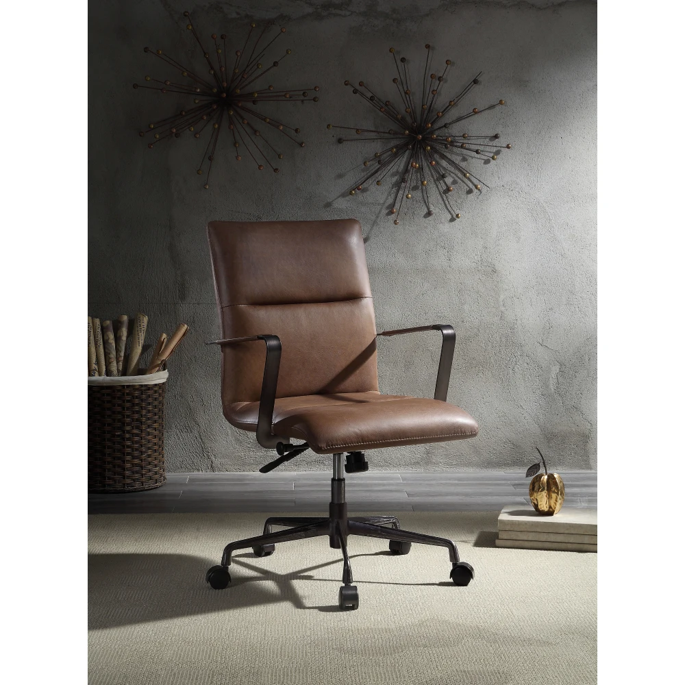 Indra Vintage Chocolate Top Grain Leather Office Chair