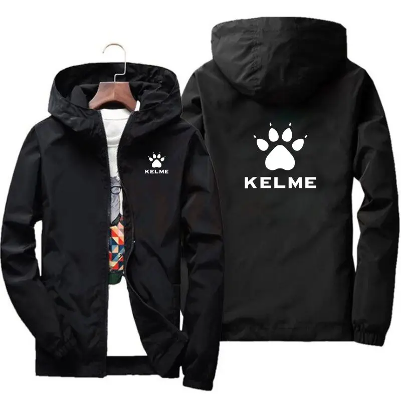 Kelme-chaqueta con capucha para hombre, chaqueta deportiva grande con cremallera, chubasquero al aire libre para acampar, primavera y otoño, nuevos productos para 2024