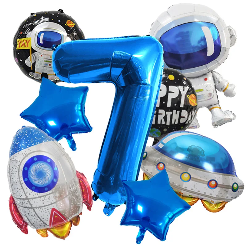 10-teiliges Ballon-Set mit Weltraummotiv – Raketenballons aus Aluminiumfolie für Kindergeburtstagsparty-Dekorationen, Astronauten-Partyzubehör – Detail 9