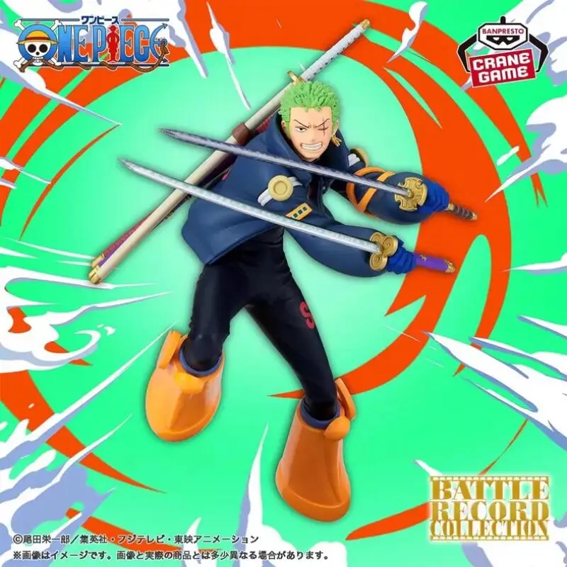 

Bandai Original Banpresto One Piece Roronoa Zoro Egghead Island Three Swords Style Battle Action Figure Figuras Cartoon Doll Toy