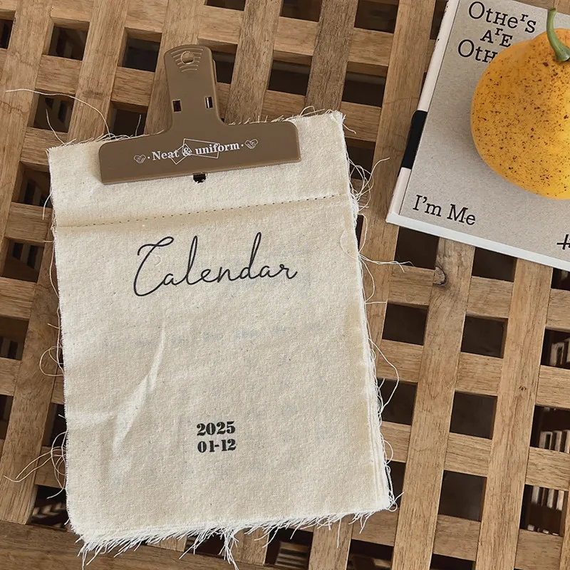 CuteLife 2025 Cotton Cloth Home Textile Calendar Tapestry Living Room Christmas Home Decoration Vintage Hand Made Wall Calendar