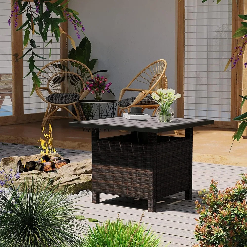 

Patio Umbrella Stand All Weather Wicker Rattan 22 in Umbrella Table Garden Furniture Deck Pool Table, Customized