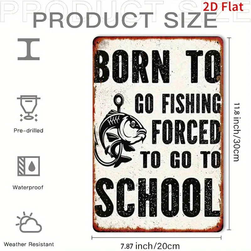 2D Flat, 1pc Funny Fishing Saying Metal Wall Decor - 