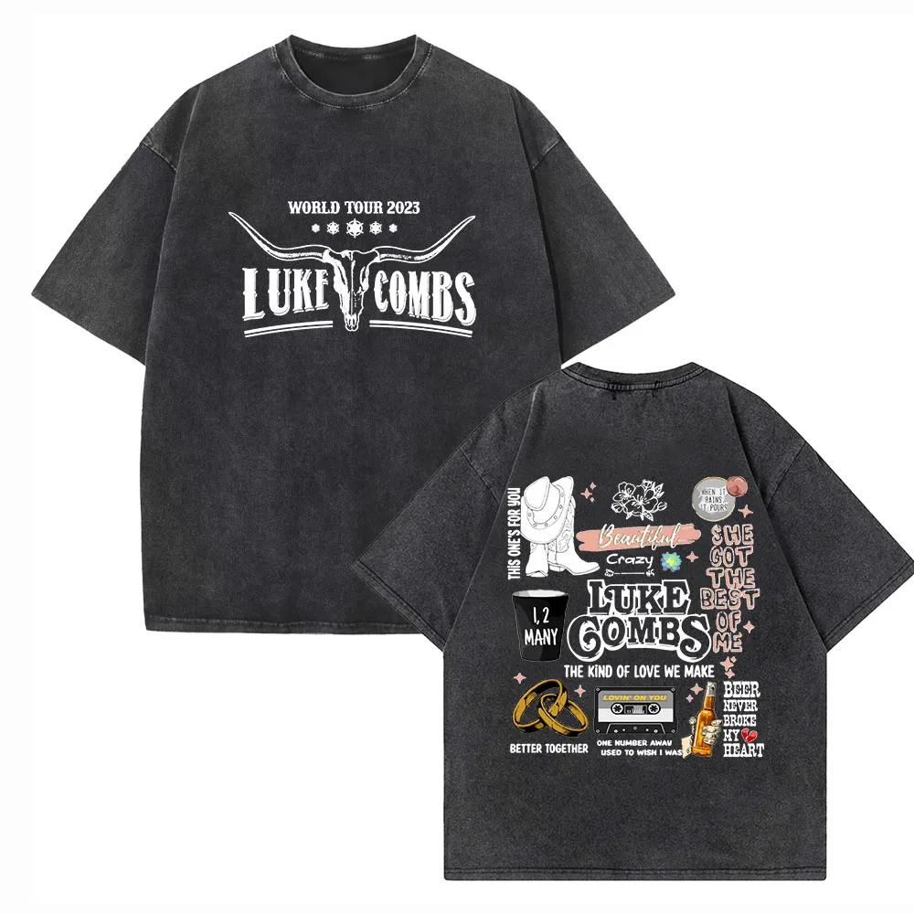 

Luke Combs 2024 Tour Shirts Harajuku O-Neck Cotton Vintage T-Shirts