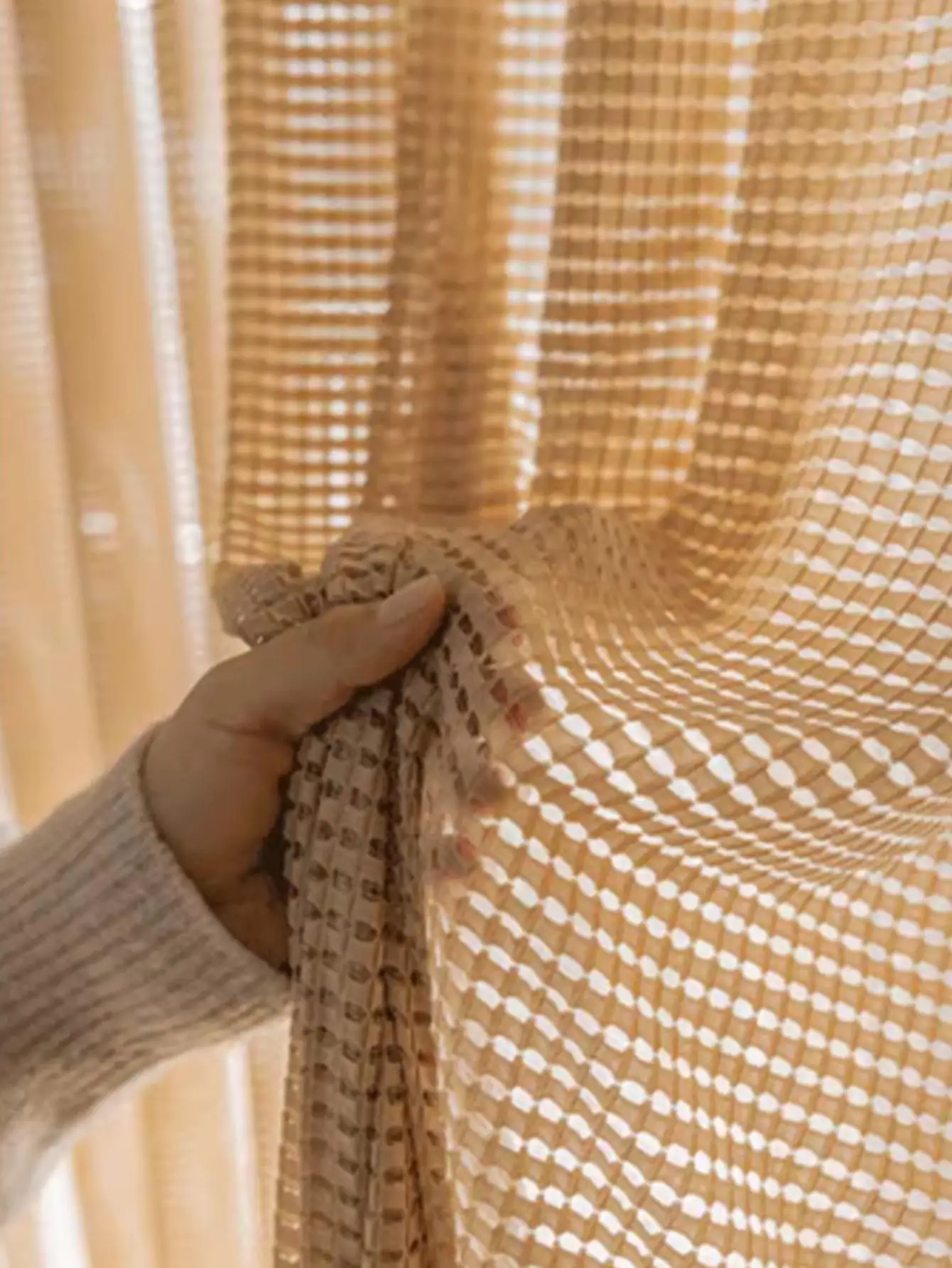 Japanese cotton and linen inset style hollowed out light luxury balcony, bedroom, window screen