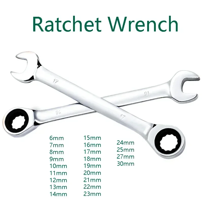 

1pcs Ratchet Wrench Reversible Ratcheting Wrench Set, Metric Ratcheting Combination Wrench CRV Steel Gear Spanner 72 Teeth