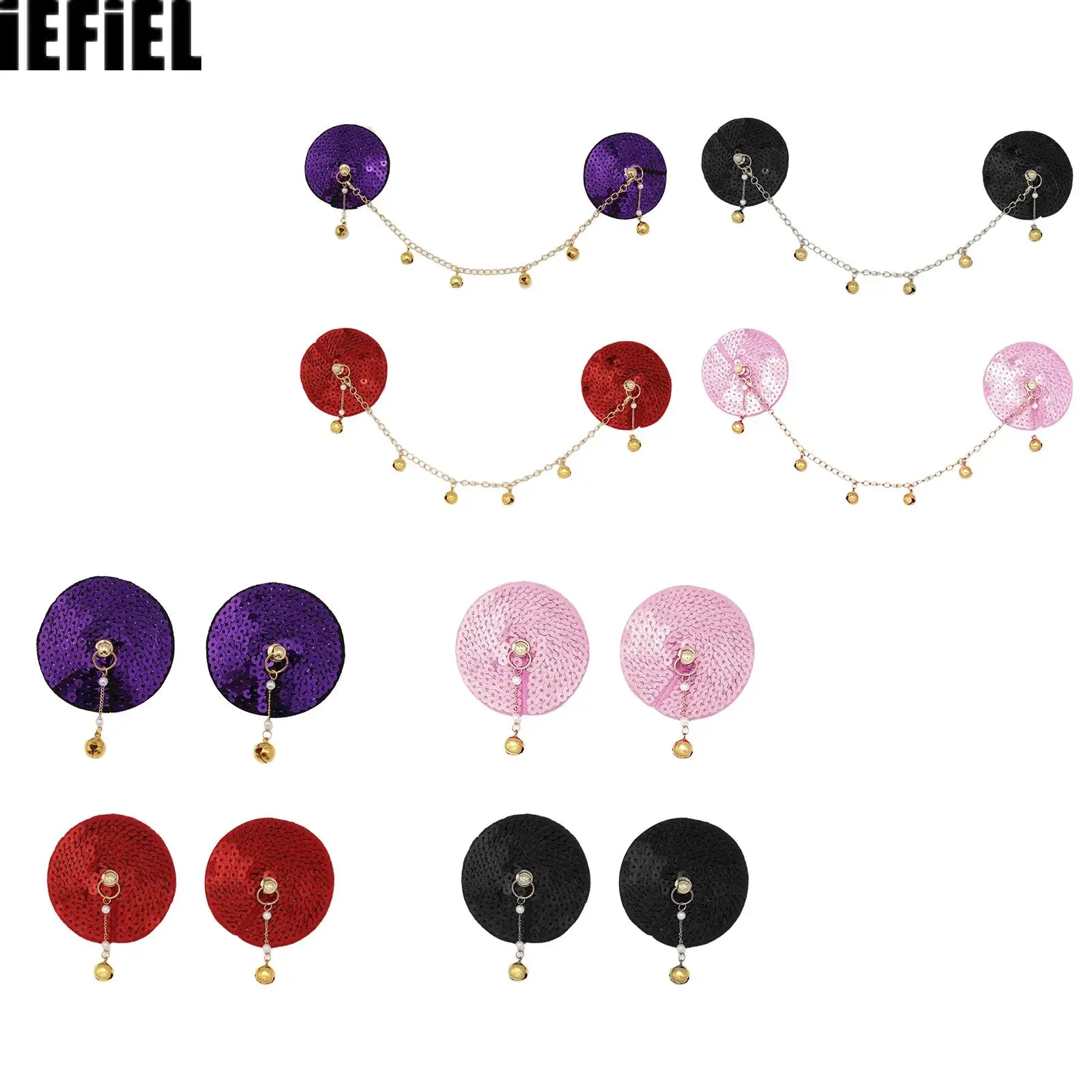 Adult Sequin Bell Chain Nipple Stickers Sparkly Sequin Breast Pasties Accessories for Intimate Moments