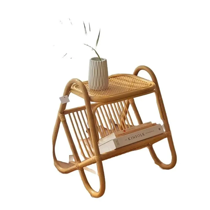 Storage small coffee  double-layer corner  simple homestay Japanese side  mini wabi sanfeng bedside