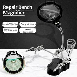 3.5x Welding Magnifier with LED Lights Desktop Magnifier with Auxiliary Clip Fixed Circuit Board Repair Magnifier Welding Repair