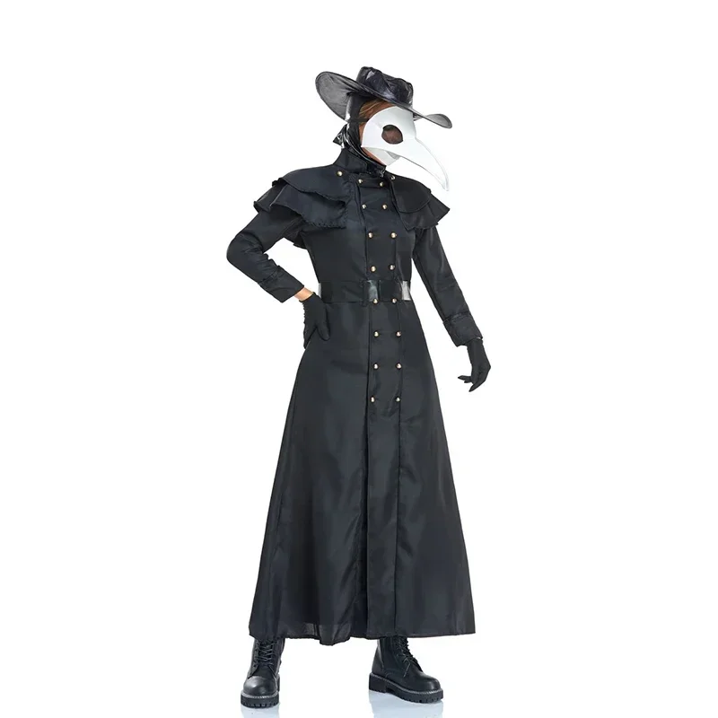 Halloween Adult Steampunk Plague Doctor Costume Long Beak Mask Suit