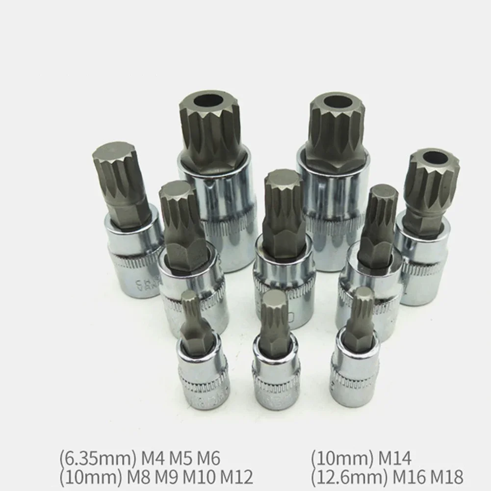 10pcs 12-Point Triple Square Bit Socket Set Tamper Proof M5 M6 M8 M9 M10 M16 Automotive Repair Tool Kit With Case