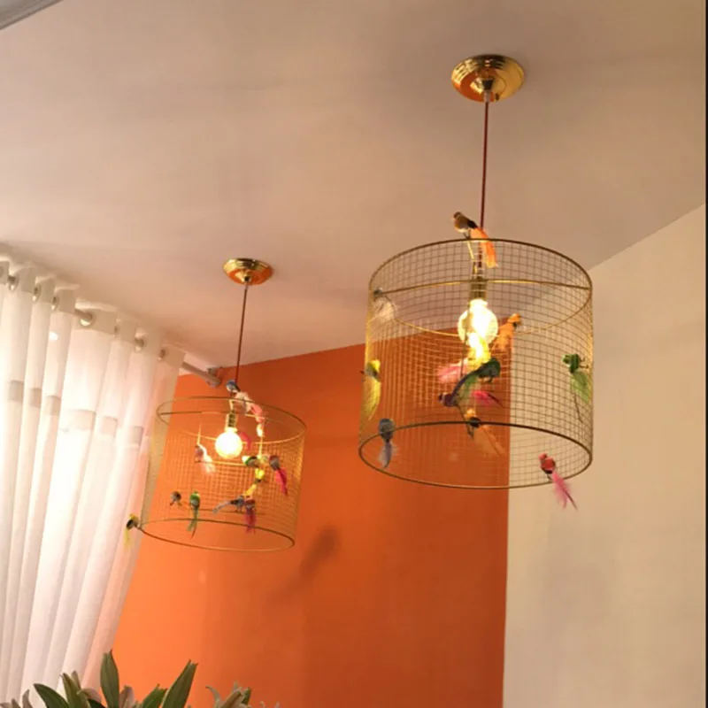 Lâmpada pingente criativa nórdica, exibição de loja de roupas, candelabro gaiola, mesa restaurante, luz decoração artística