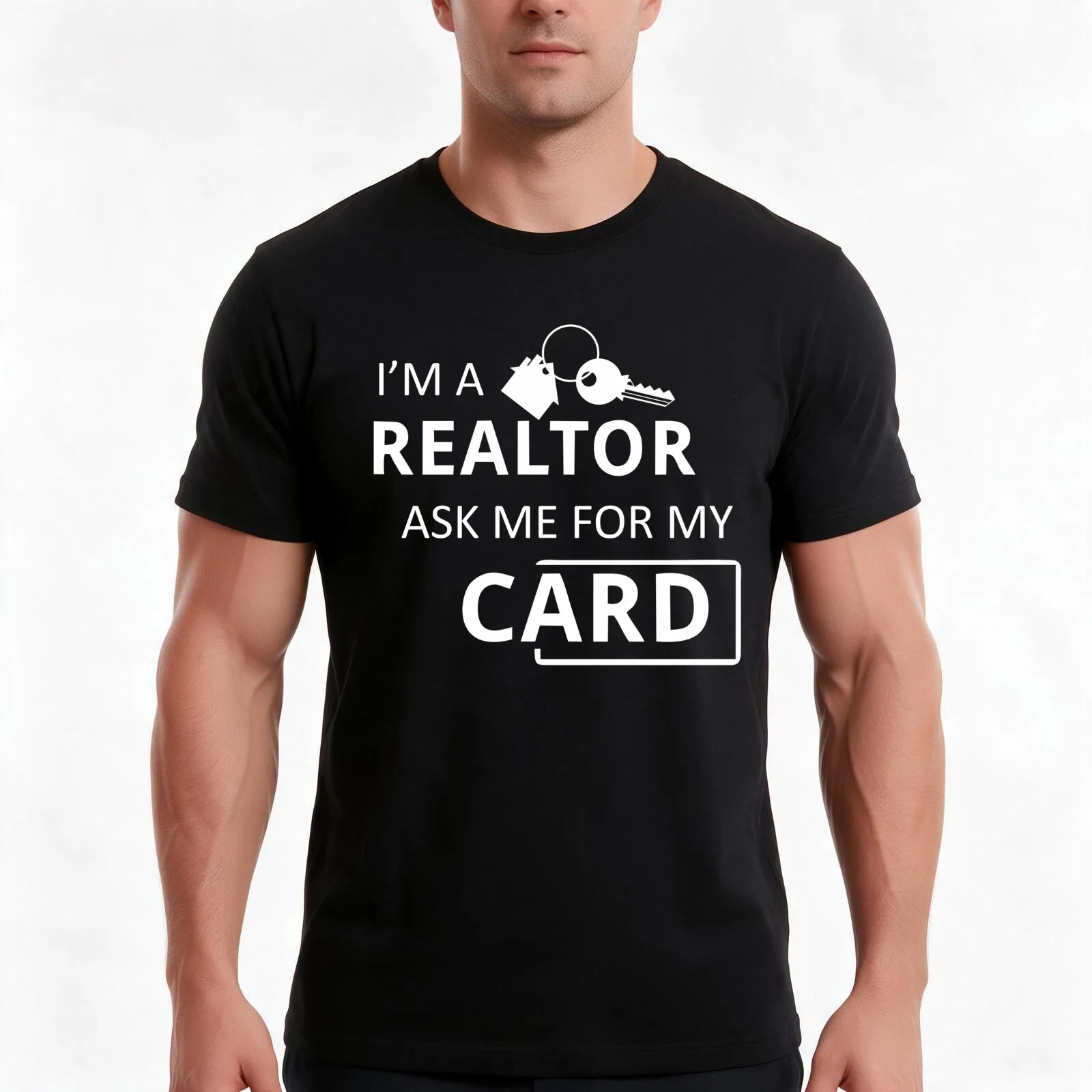 Real Estate Agent I'm A Realtor Ask Me for My Card T-Shirt, Summer Casual Cotton Tee, Oversized Streetwear Tops, 100% Cotton