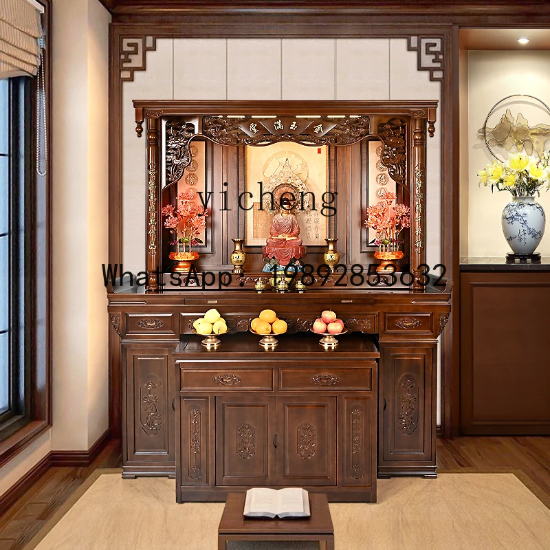 Buddhist niche New Chinese vertical cabinet Household  offering table Serving Incense table Shrine cabinet  offering table