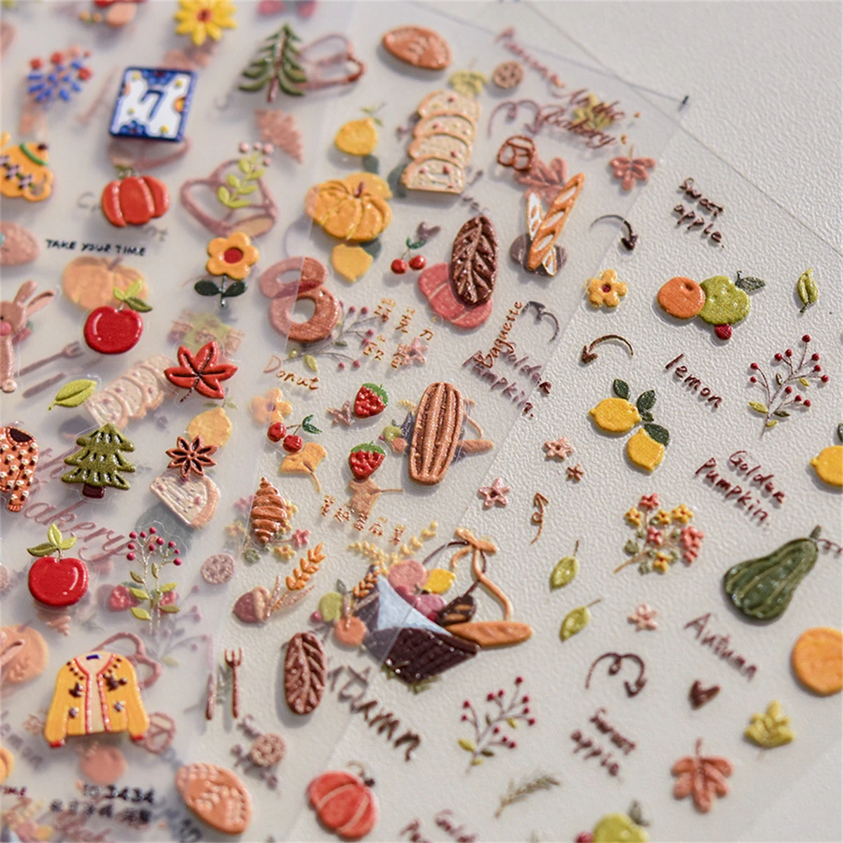 1pcs 5D Relief Japanese Kawaii Nail Art Stickers Autumn Picnic Camping Self Adhesive Transfer Nail Decorations Slider Decals DIY