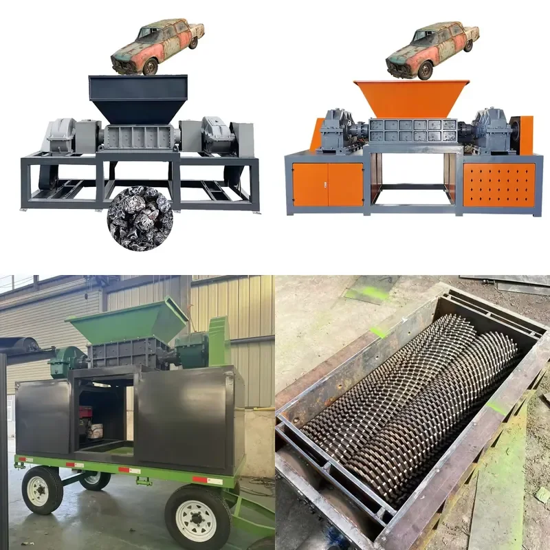 2026 CE Twin Shaft Scrap Car Shredder Metal Wood Fabric Tire Recycle Machine