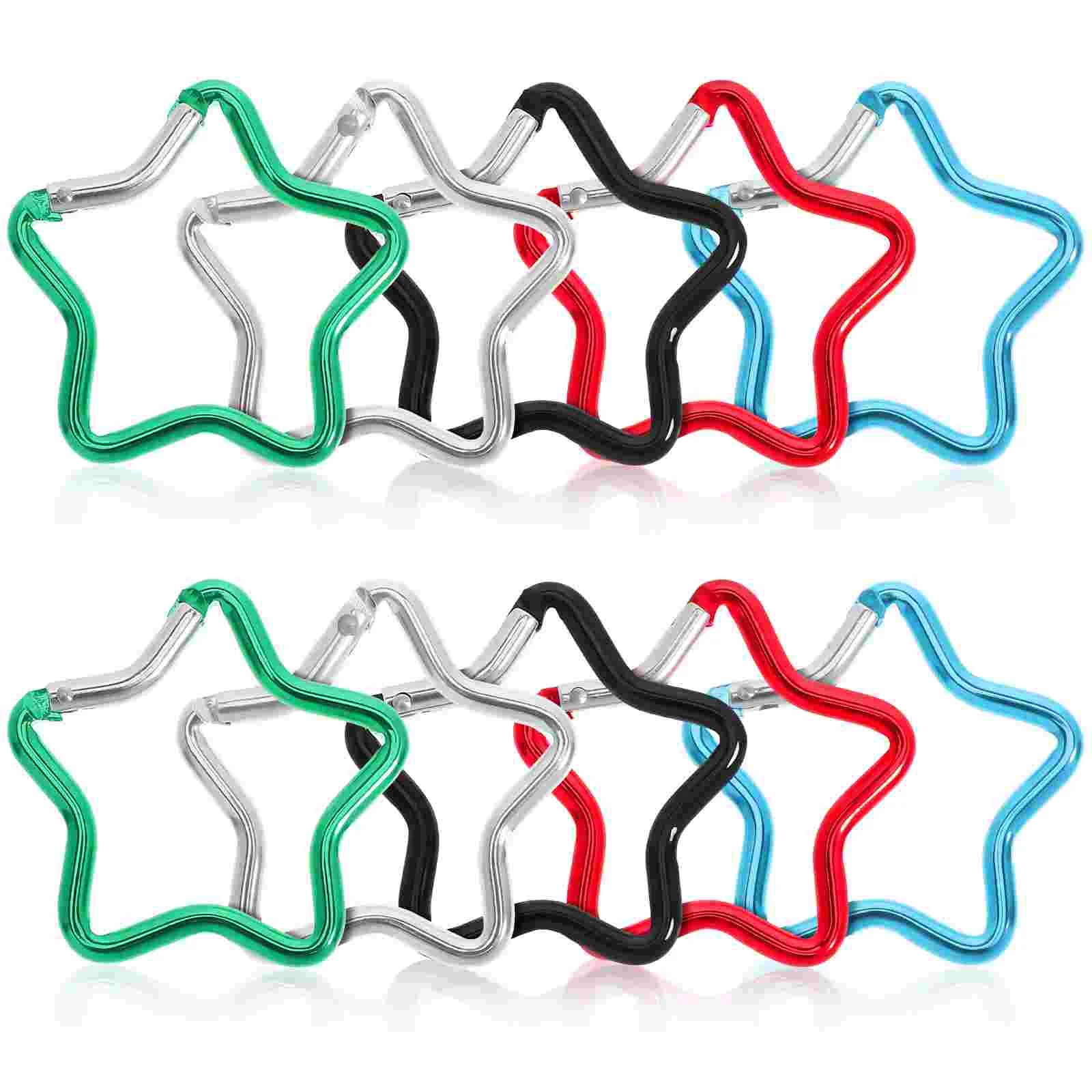 

10 Pcs Star Shaped Heavy Duty Aluminum Portable Lightweight Colorful Keychain Clips for Climbing Hiking Camping