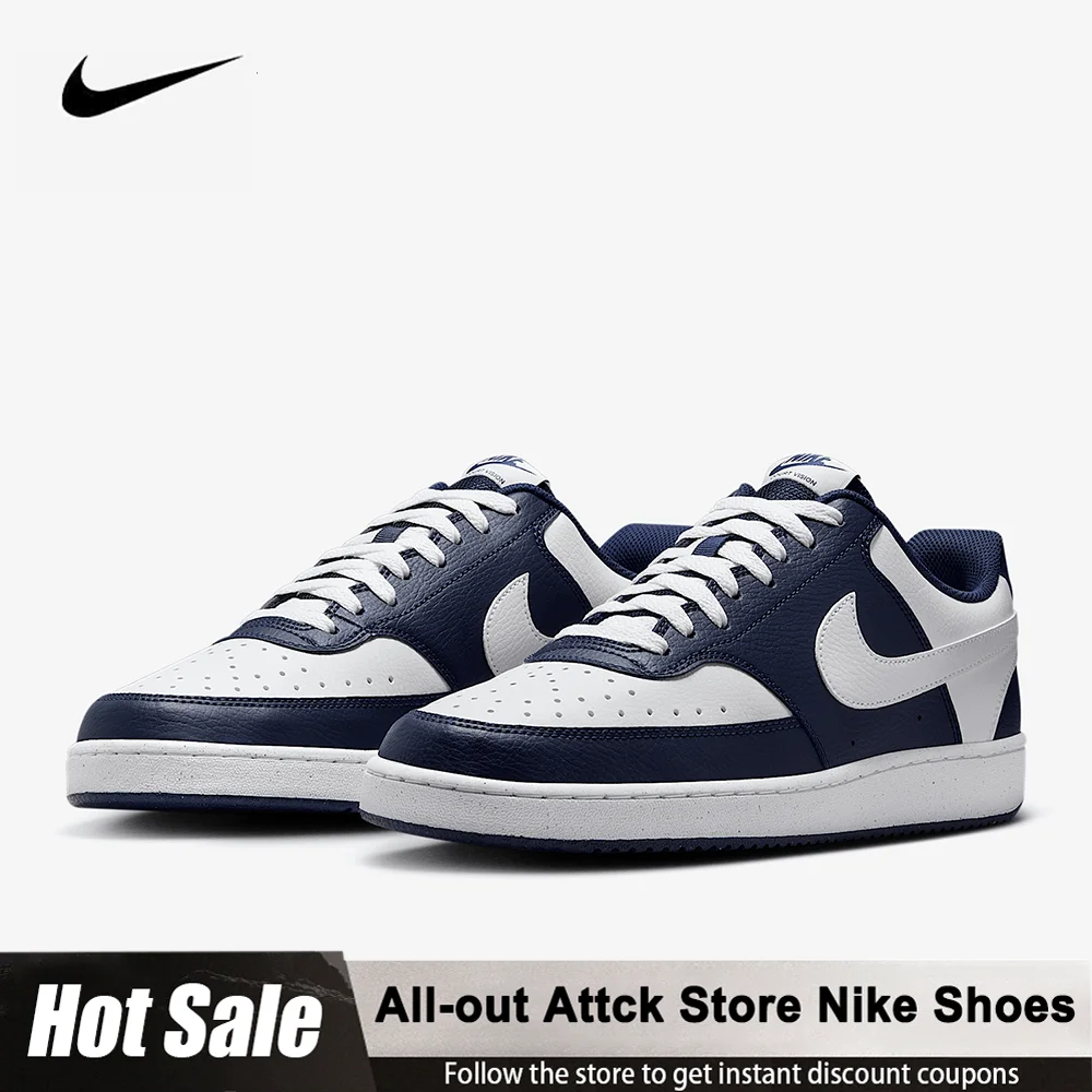 

Мужские спортивные модные повседневные износостойкие кроссовки Nike Court Vision Low HM9862-400 Простые кроссовки с низким берцем темно-синего цвета