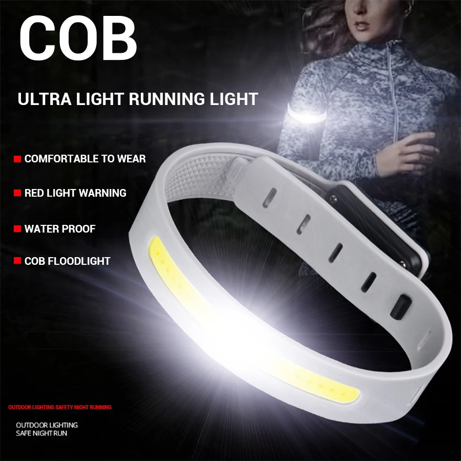 Mini Portable COB Headlight 3 Lighting Modes Outdoor Night Running Lamp Built-in Battery Type-C Charging Wrist Safety Lantern