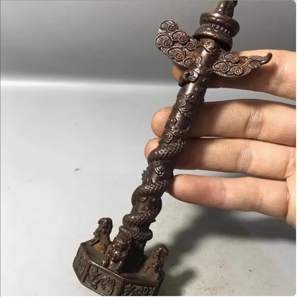 Tiananmen Cloud Dragon Pillar Ornament, Divine Dragon Protector, Old Bronze Artifact Collection