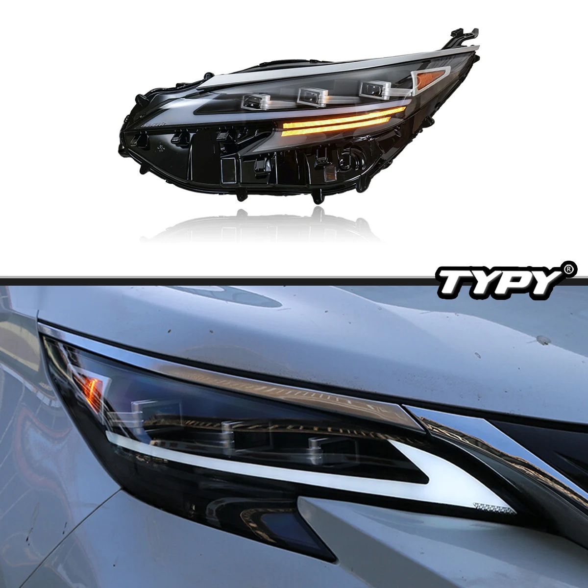 

TYPY New LED Head Lamp Upgrade Modified For Toyota Sienna Headlight 2021-2024 Dynamic Signal Head Lamp Auto Accessories