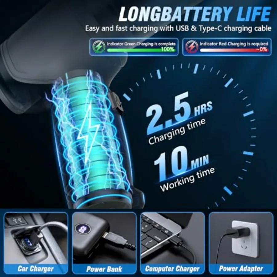 مكنسة كهربائية للسيارة 15000Pa محمولة لاسلكية قابلة لإعادة الشحن مكنسة كهربائية رطبة وجافة بقدرة 120 وات طاقة عالية لشعر الحيوانات الأليفة الداخلي للسيارة والمكتب المنزلي