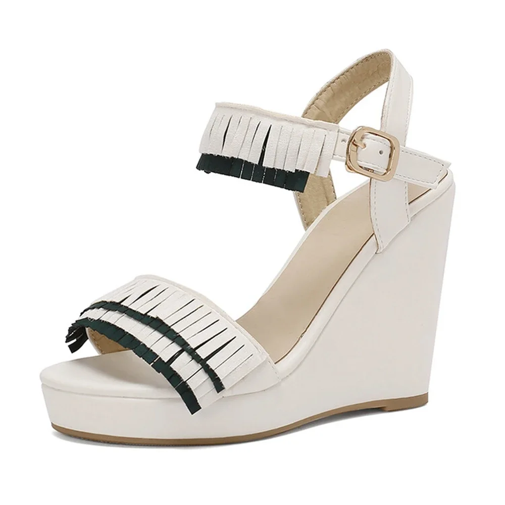 

Zapatos De Mujer Women Sandals Fashion Buckle Strap Wedges Shoes for Women Party Wedding Platform Sandals Big Size 50 338-30