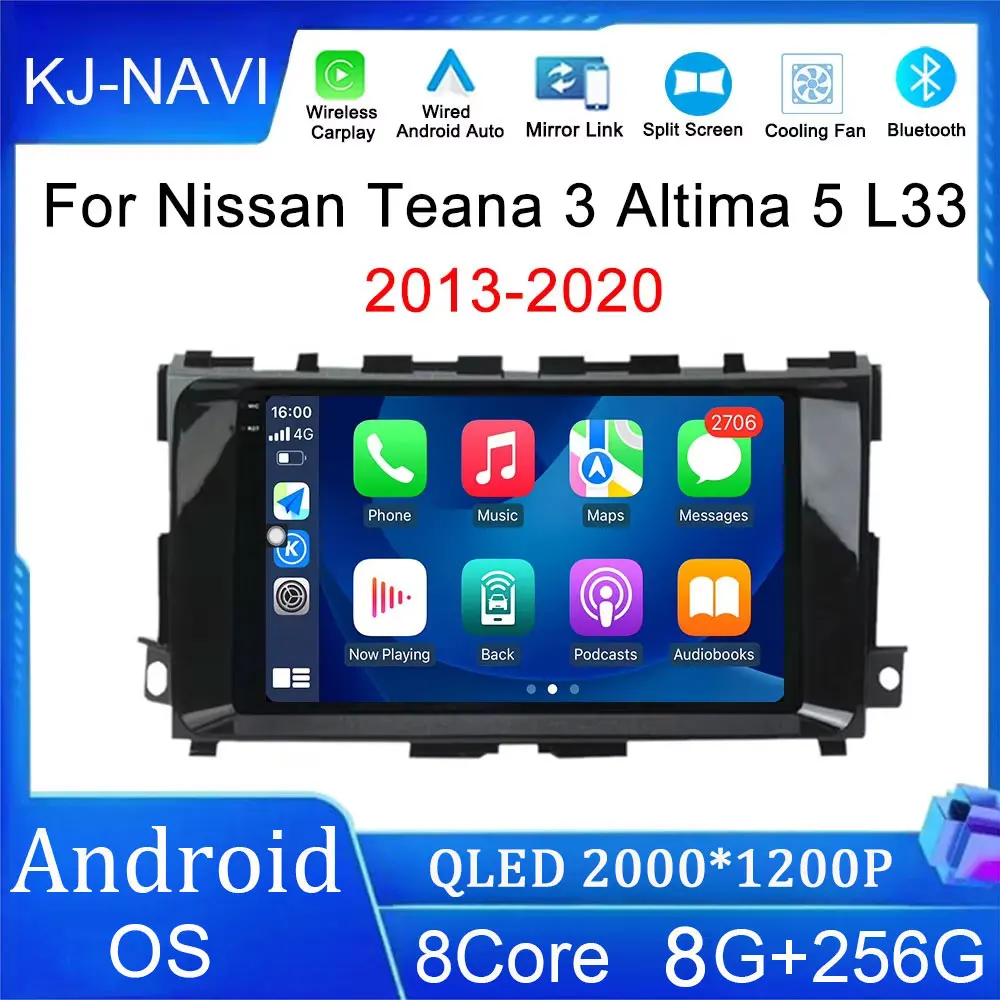 

Автомобильное радио с сенсорным экраном ОС Android для Nissan Teana 3 Altima 5 L33 2013-2020 4G 9 дюймов, мультимедийный видеоплеер, навигация, GPS