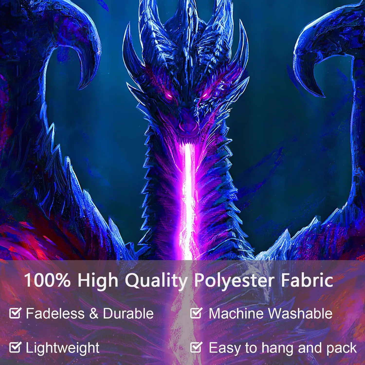 VIKAMA Lila Drachen Fluoreszierendes UV-Wandteppich Horror Halloween UV-Reaktions-Wandteppich Hip-Hop Abstrakter Stil Dekoration