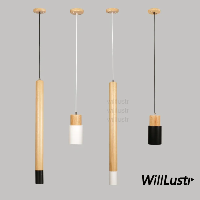 

Cylinder Pendant Lamp Wood Plus Metal Ceiling Chandelier Restaurant Hotel Villa Bar Counter Suspension Hanging Lighting