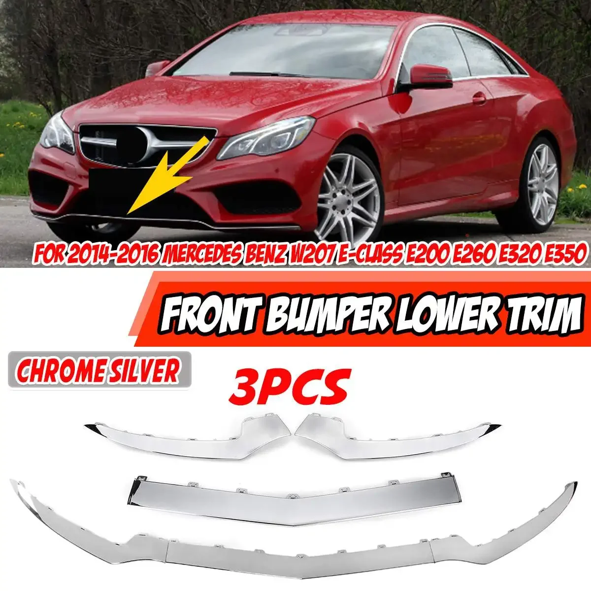 

Car Front Bumper Lip Body Kit Spoiler Splitter Diffuser Cover For Mercedes For Benz W207 A207 C207 E-Class E320 E350 2014-2016