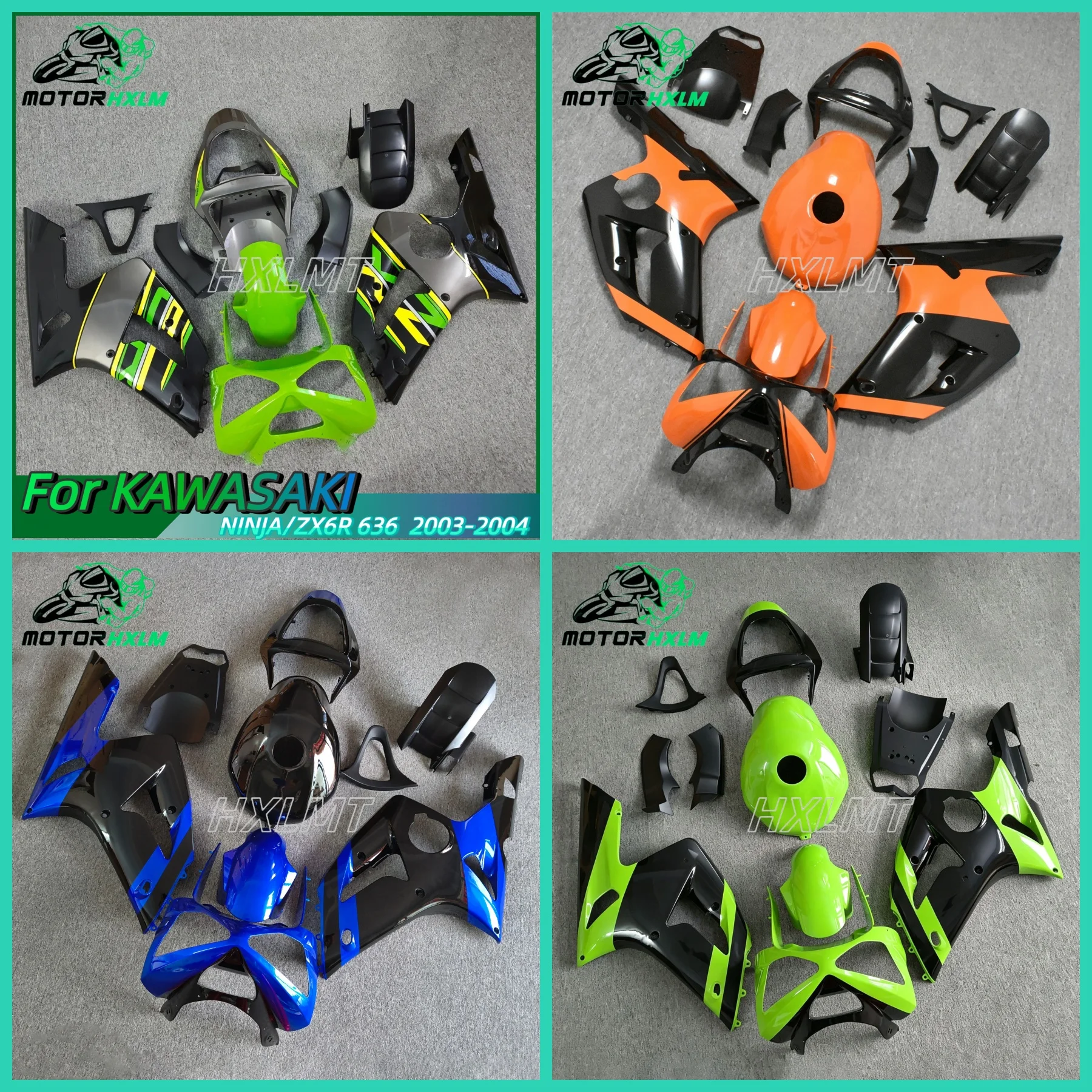 Motorcycle Molding Fairing For Kawasaki ZX6R 636 2003 2004 Green Gloss Fairing Kit For Ninja ZX 6R 03 04 Bodyframe Protective