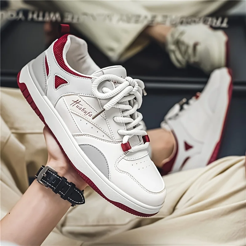 

DAWSRi Stylish Sneakers with White and Red Color Block Design, Cushioned Sole for All-Day Comfort