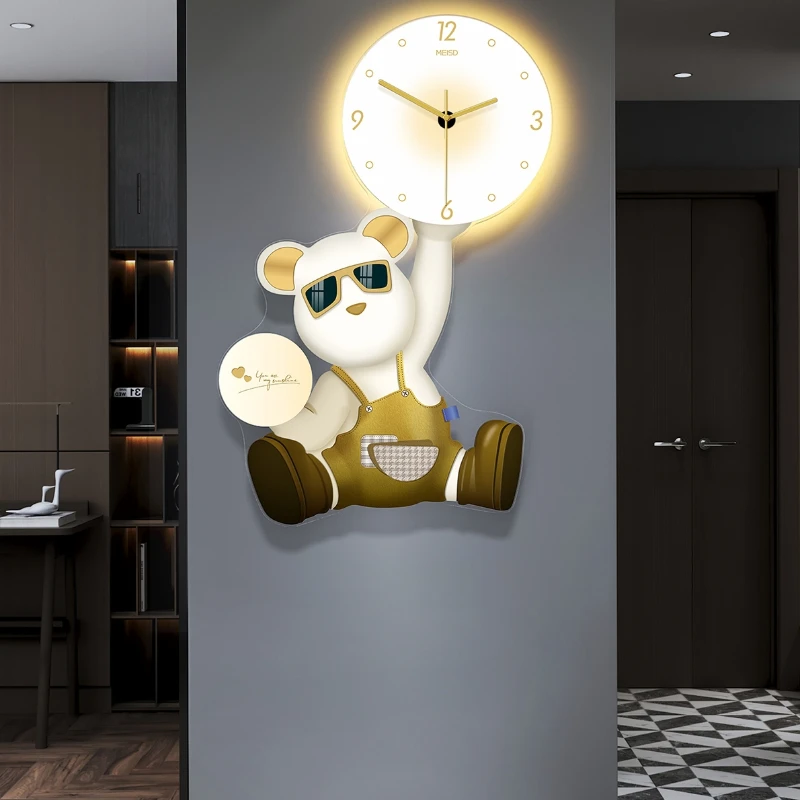 

Online celebrity clock wall clock living room home fashion 2023 new creative dining table clock wall lamp simple modern