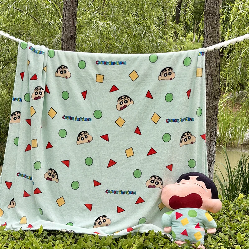 Cartoon Crayon Shin-chan Single Layer Double Sided Milk Fleece Blanket Soft Air Conditioning Cover Sofa Household Rest Decor