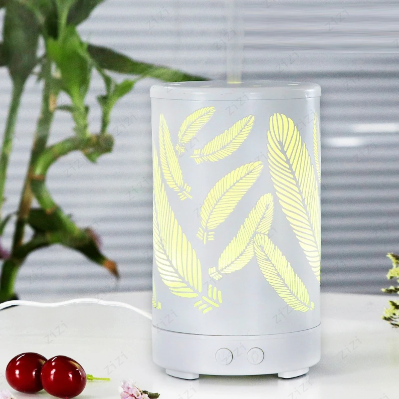 Iron Hollow Feather Ultrasonic Atomization Humidification Aromatherapy Machine Column Colorful Night Light Aromatherapy Machine