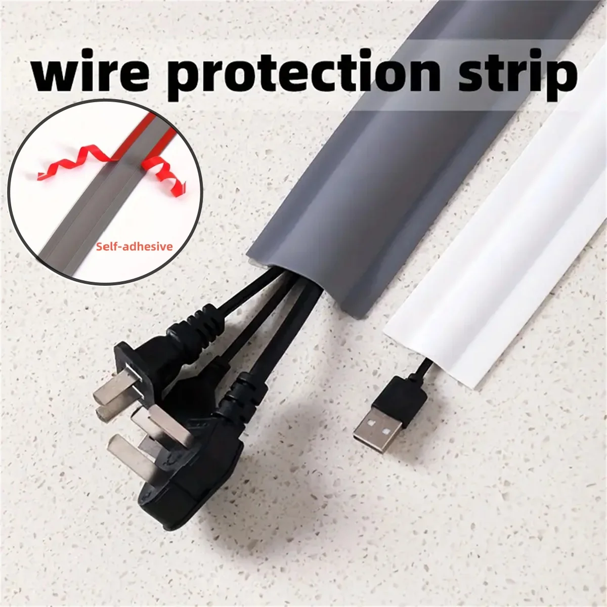 1PC 3M PVC Surface Mounted Self-Adhesive Cable Tray Ground Anti Stepping Cover Decorative Surface Exposed Wire Conduit