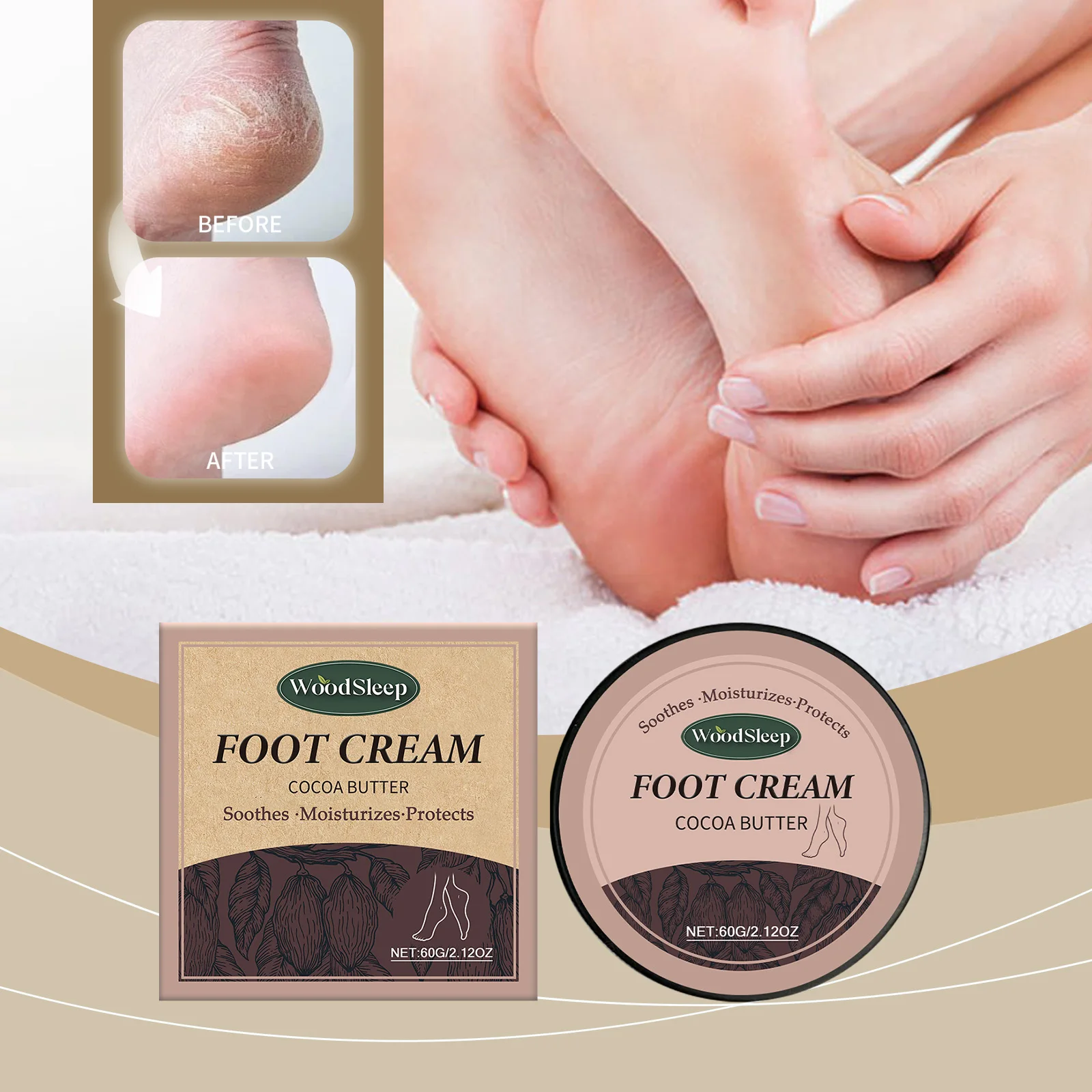 

Exfoliating Foot Cream Improving Dryness and Roughness Intensive Care Hand and Foot Cream for Dry Healthy Feet Moisturising 60g