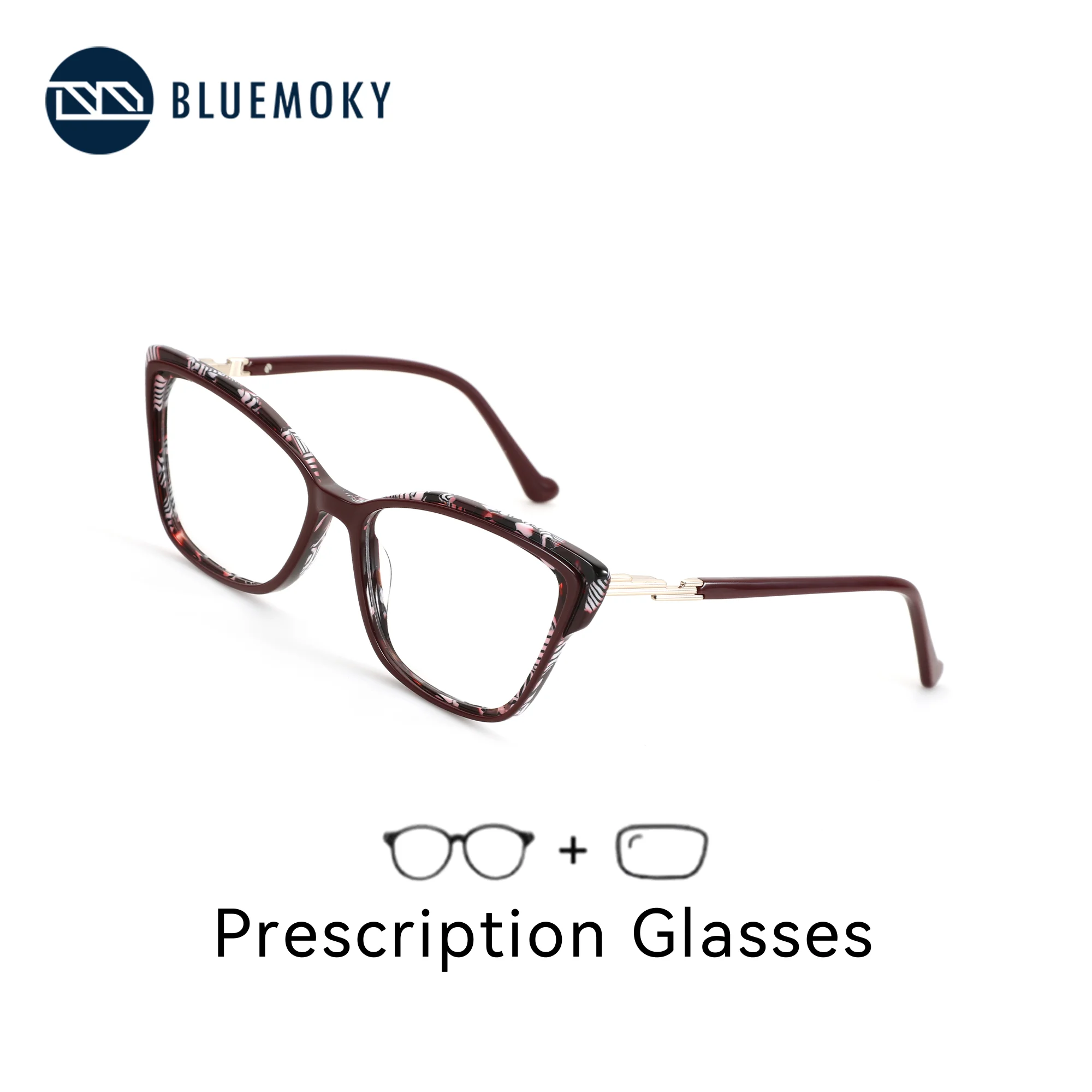BLUEMOKY Acetate Cat Eye Prescription Glasses For Woman Progressive Multifocal Optical Eyeglasses Myopia Graduated Lenses