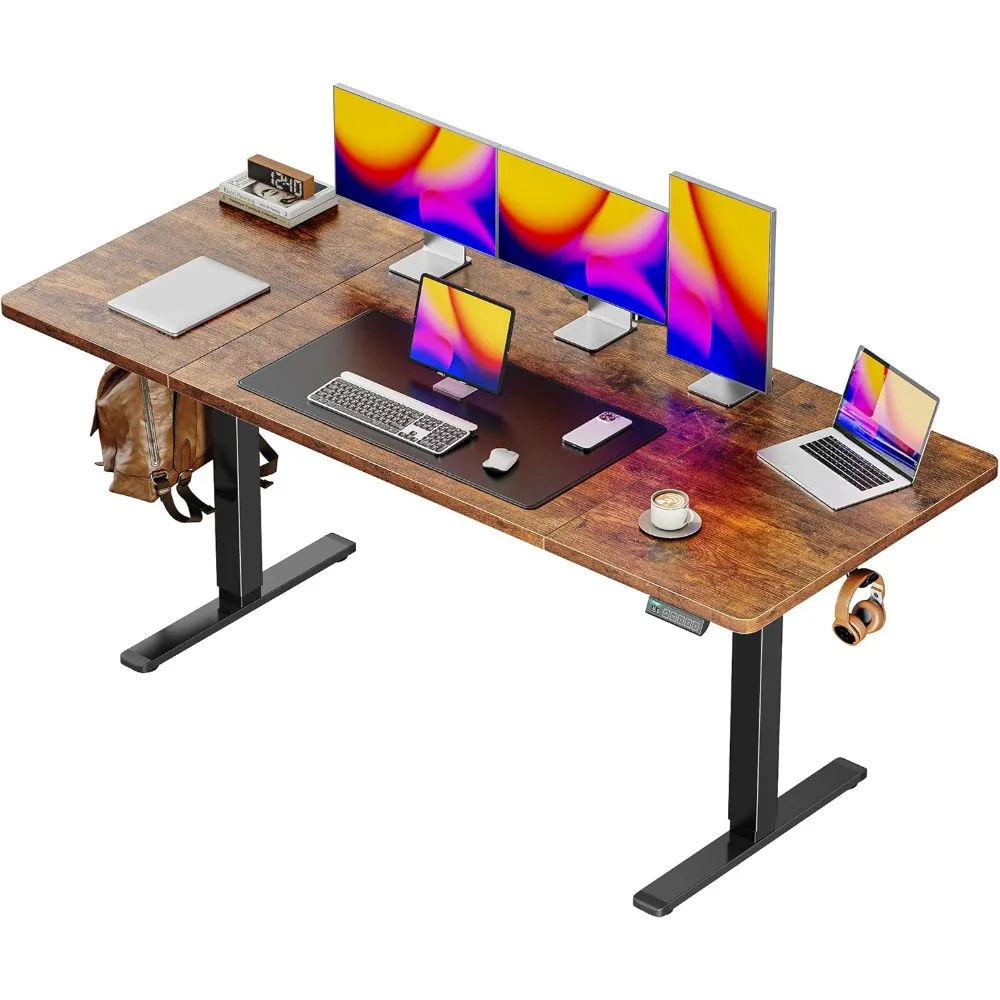 US Shipping 63 x 28 Inch Electric Standing Desk Height Adjustable Computer Desk 27.6 Inch Deep Desktop Stand Up Gaming Office