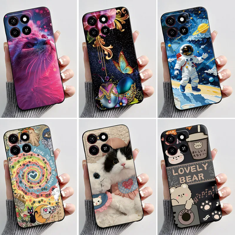 Capa para ZTE Blade A35, Capa para ZTE Blade A55, Capa de Silicone Preta à Prova de Choque para ZTE A55 A35, Capa Estética de Gato Fofo