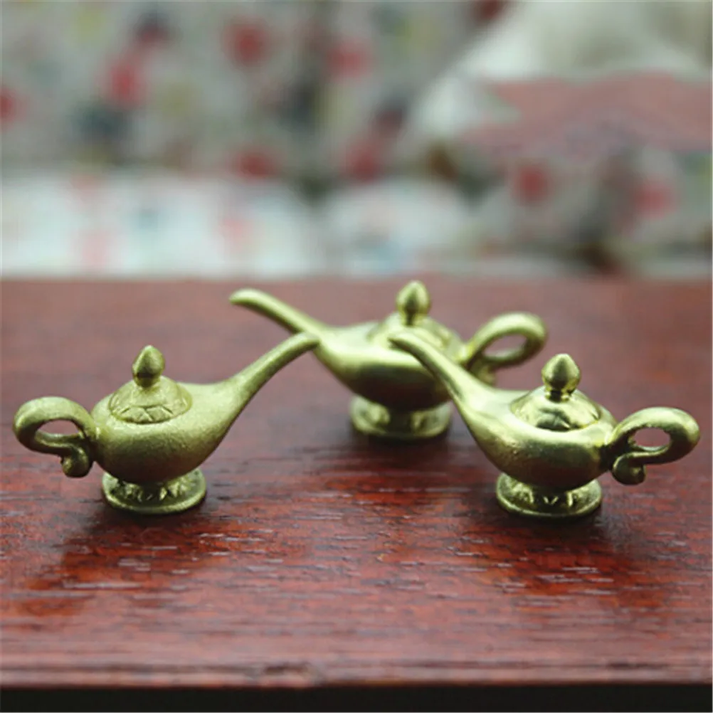 1:12 Dollhouse Miniature Mini Gold Teapot Model Kitchen Furniture Accessories For Doll House Decor Kids Pretend Play Toys Gift