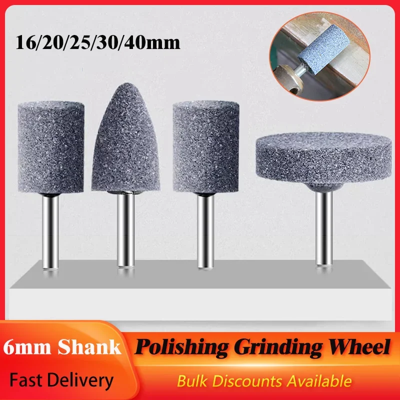 

Polishing Grinding Wheel 6mm Shank 16/20/25/30/40mm Cylindrical&T-shaped Corundum Polishing Head Tool For Grinder Rotary Tools