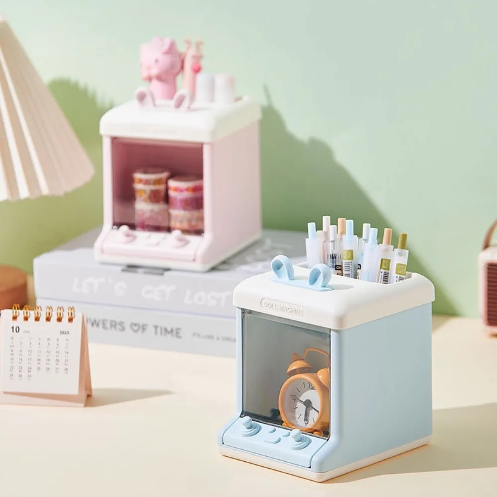 Table Decoraction Multi Grid Penholder Multifunctional Organizer Brush Holder Stationery Cartoon Storage Box