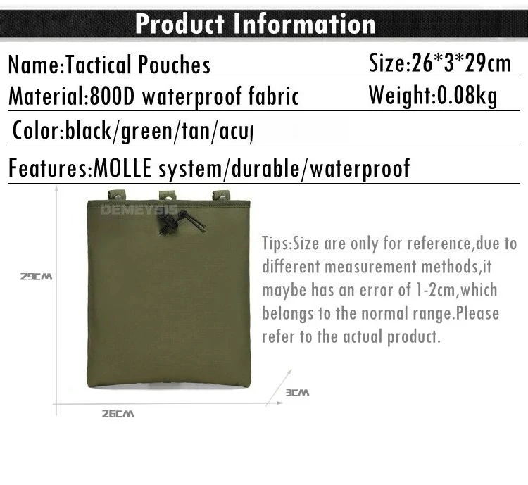 Tactical Molle Dump Magazine Pouch Mag Drop Pouches Hunting CS Gun Ammo EDC Bag Recycling Storage Bag