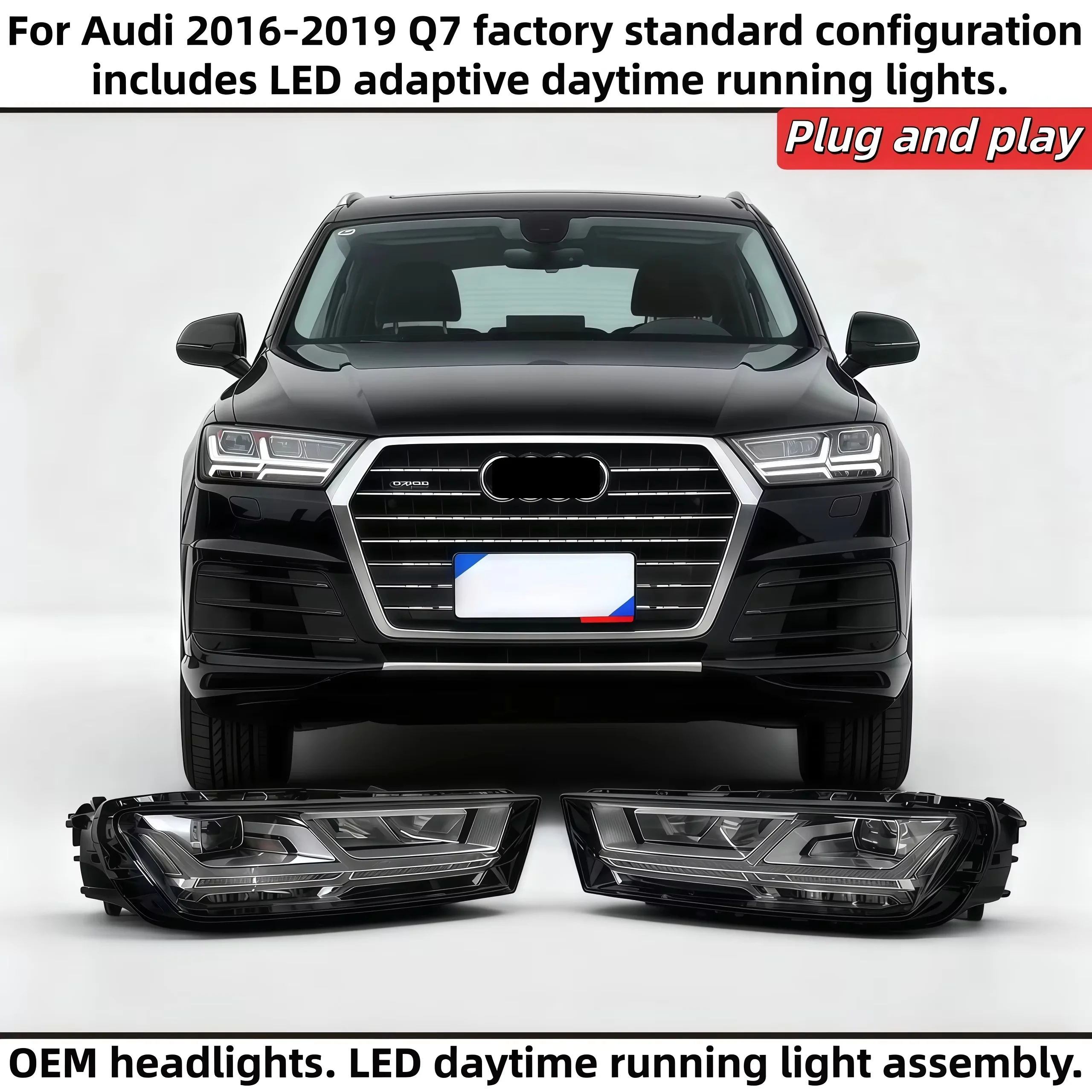 Car Headlight for Audi 2016-2019 Q7 Original Standard-Configuration LED Adaptive Daytime Running Lights Headlight Assembly